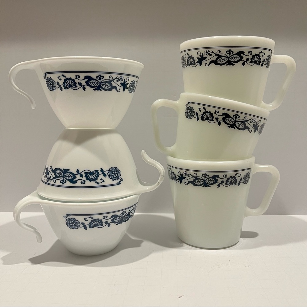 Pyrex Blue Onion Mugs & Corelle Old Town Blue Onion Cups